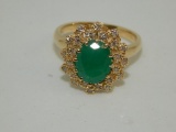 14KT EMERALD AND DIAMOND RING