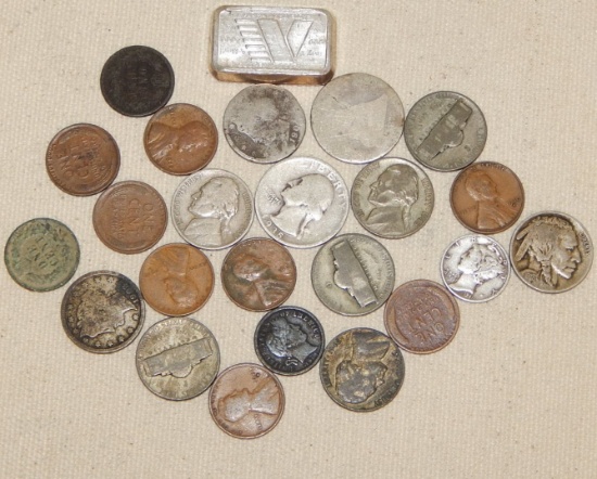 US COIN COLLECTION WITH SILVER BAR