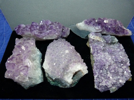 5 PURPLE AMYTHEST GEODES