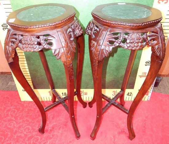 PAIR OF MARBLE TOP PEDISTALS