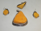 GENUINE AMBER AND STERLING JEWELRY LOT