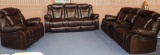 GENUINE LEATHER COUCH, LOVESEAT AND CHAIR SET