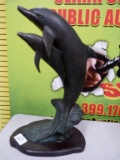 SIGNED BRONZE DOLPHIN SCULPTURE