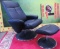 BRAND NEW BLACK LEATHER OFFICE CHAIR WITH STOOL