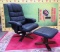 NEW ELEGANT BLACK LEATHER OFFICE CHAIR WITH OTTOMAN