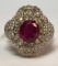 14KT YELLOW GOLD RUBY AND DIA. RING