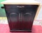 NEW DOORED BLACK AND WOOD TOP CABINET WITH LEAF