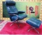 BRAND NEW GREEN LEATHER OFFICE CHAIR WITH STOOL