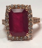 14K ROSE GOLD RUBY & DIAMOND RING