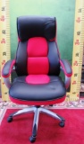 NEW RED AND BLACK LEATHER OFFICE CHAIR