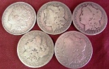 5 US SILVER MORGAN DOLLARS