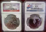 2 GRADED SILVER AUSTRALIAN SILVER DOLLARS