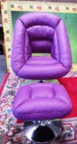 BRAND NEW PURPLE LEATHER OFFICE CHAIR WITH STOOL