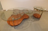 MATCHING SET GLASS TOP COFFEE & END TABLE