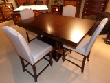 COUNTER HIGH MAHOGANY TABLE & 4 HIGH CHAIRS