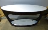 DESIGNER WHITE TOP OVAL SOFA TABLE