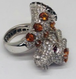 18KT WHITE GOLD DIA. & ORANGE  SAPPHIRE R.