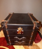 NEW AMAZING GENUINE BLACK LEATHER TRUNK BY ANCORA