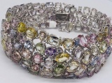 18KT WHITE GOLD SAPPHIRE & DIA. BRACELET