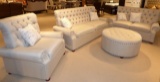 NEW FORMAL 4 PC TUFFED IVORY COUCH SET