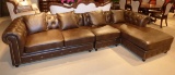 4PC TUFTED BACK BROWN SECTIONAL COUCH