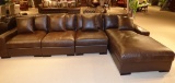 4 PC SECTIONAL LEATHER COUCH WITH CHAISE