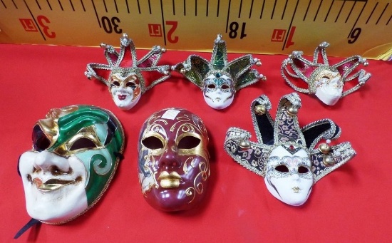 LOT OF 6 ITALIAN MADE ORNATE MASQUERADE MASKS