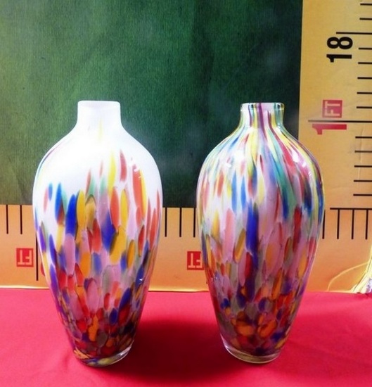 PAIR OF MULTI COLOR MADE IN POLAND VASES