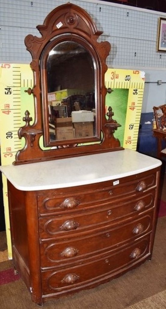 Lot Antique Marble Top Dresser W Mirror Proxibid Auctions