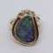 14KT YELLOW GOLD OPAL AND DIAMOND RING