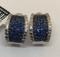 14KT WHITE GOLD BLUE SAPPHIRE AND DIAMOND EARRINGS