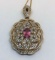 14KT YELLOW GOLD PINK SAPPHIRE AND DIAMOND PENDANT