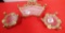 LOT OF THREE ORNATE BRASS & FROSTED GLASS DISHES