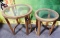 PR OF MATCHING WOOD & GLASS END TABLES (233.00)