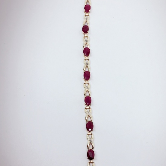 10KT YELLOW GOLD RUBY AND DIAMOND BRACELET