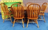 QUALITY MADE LIKE NEW SOLID OAK TABLE & 6 CHAIRS