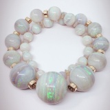 14KT YELLOW GOLD OPAL BEADS NECKLACE