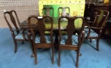 PRISTINE CHERRY WOOD QUEEN ANN TABLE & 6 CHAIRS