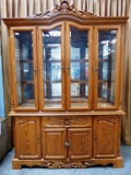 SOLID OAK 2PC AMERICAN MADE CHINA CABINET