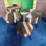 WMC NEW SET OF 4 ROUND MATCHING ACCENT TABLES