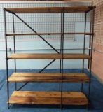 NEW RUSTIC HEAVY DUTY WOOD & METAL SHELF UNIT