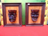 PAIR OF CARVED MASKS IN FRAMES