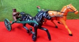 LOT OF TWO CAST IRON RACING HORSES