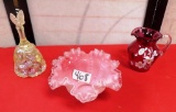 ESTATE LOT OF THREE FENTON ART GLASS PIECES