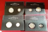 LOT OF 4 SILVER COIN SETS (2 COINS PER SET)
