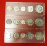 LOT OF THREE COIN SETS (SOME SILVER)