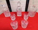 SHANNON CRYSTAL DECANTER, GLASSES & MISC