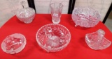 ESTATE LOT OF 6 CRYSTAL & GLASSWARE