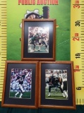 THREE ACTION PICTURES SIGNED NFL RAIDERS PLAYERS