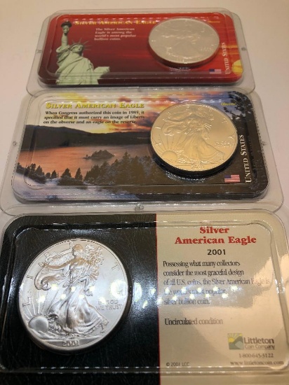 LOT OF THREE AMERICAN SILVER EAGLES